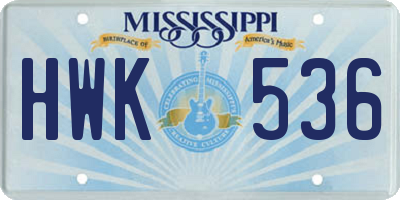 MS license plate HWK536