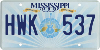 MS license plate HWK537