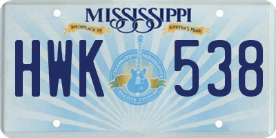 MS license plate HWK538