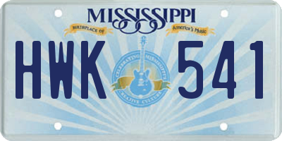 MS license plate HWK541