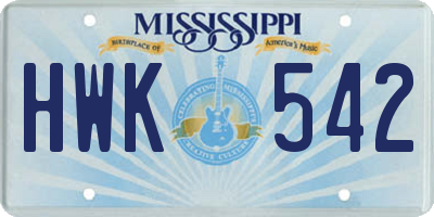 MS license plate HWK542