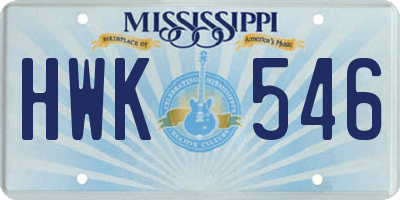MS license plate HWK546