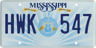 MS license plate HWK547