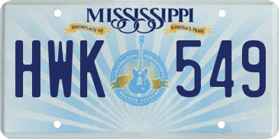MS license plate HWK549