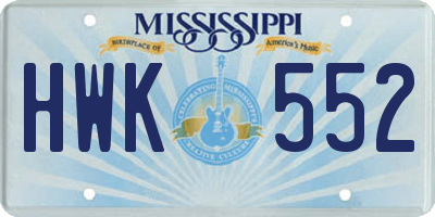 MS license plate HWK552