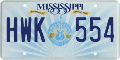 MS license plate HWK554