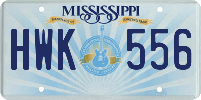 MS license plate HWK556