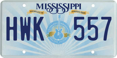 MS license plate HWK557