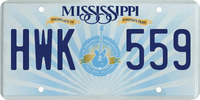 MS license plate HWK559