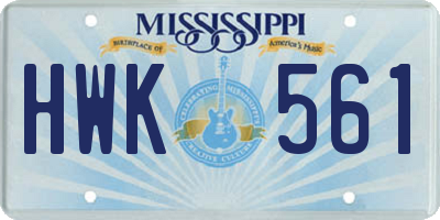 MS license plate HWK561