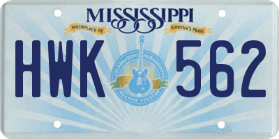 MS license plate HWK562