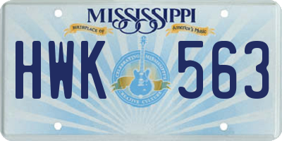 MS license plate HWK563