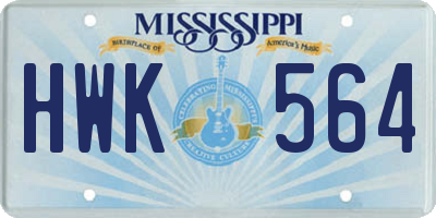 MS license plate HWK564