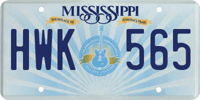 MS license plate HWK565