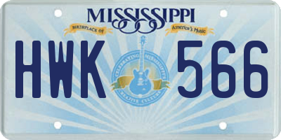 MS license plate HWK566