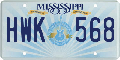 MS license plate HWK568