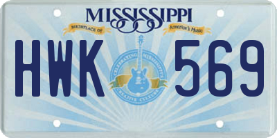 MS license plate HWK569