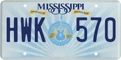 MS license plate HWK570