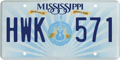 MS license plate HWK571