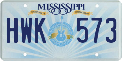 MS license plate HWK573