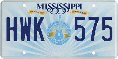 MS license plate HWK575
