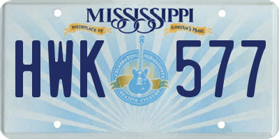 MS license plate HWK577
