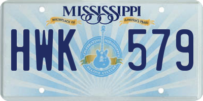 MS license plate HWK579