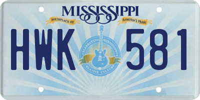 MS license plate HWK581