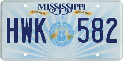 MS license plate HWK582