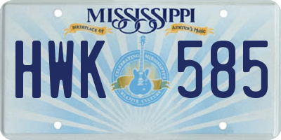 MS license plate HWK585