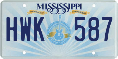 MS license plate HWK587