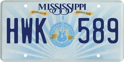 MS license plate HWK589