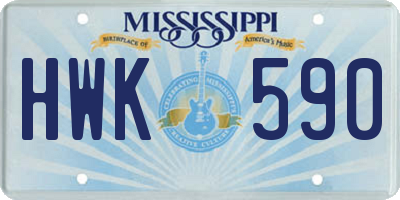 MS license plate HWK590