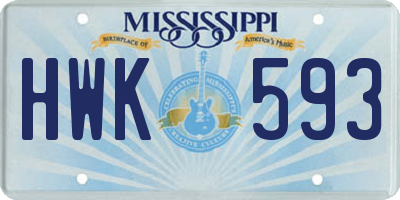 MS license plate HWK593