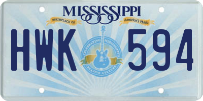 MS license plate HWK594