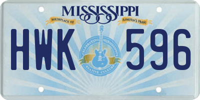 MS license plate HWK596