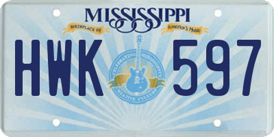 MS license plate HWK597