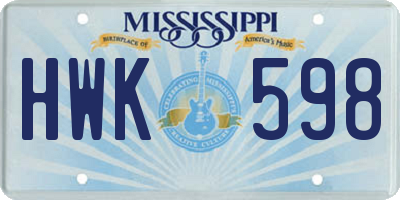MS license plate HWK598