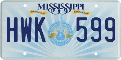 MS license plate HWK599
