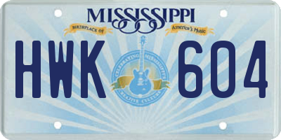 MS license plate HWK604