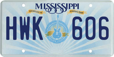 MS license plate HWK606