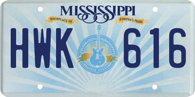 MS license plate HWK616