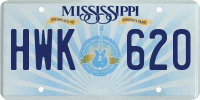 MS license plate HWK620