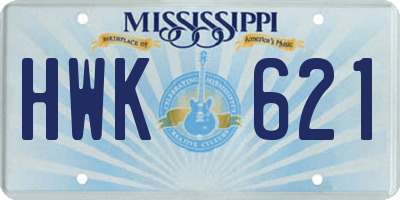 MS license plate HWK621