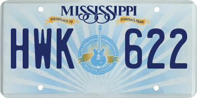 MS license plate HWK622