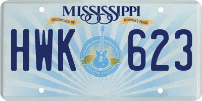MS license plate HWK623