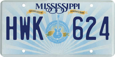 MS license plate HWK624