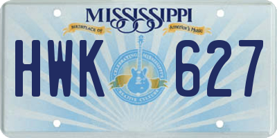MS license plate HWK627