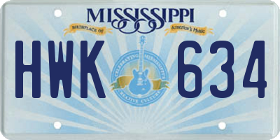 MS license plate HWK634