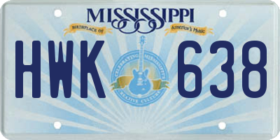 MS license plate HWK638